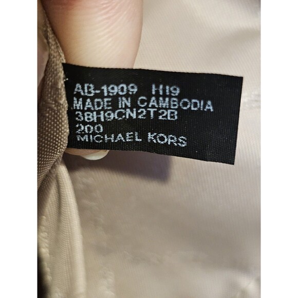 Michael Kors Sinclair Large Logo Tote Bag Brown Canvas Leather 38H9CN2T2B Flaw - Picture 12 of 13